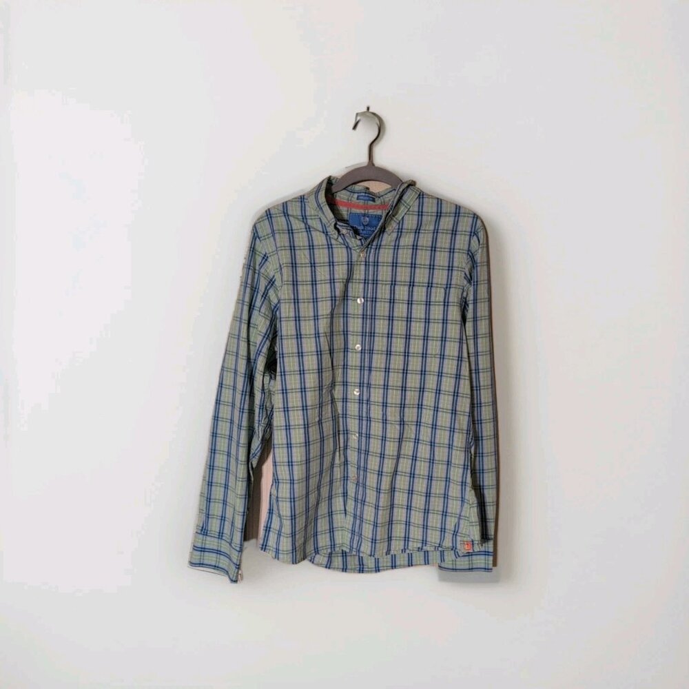 Duck Head Jeans Co Plaid Shirt Men’s‎ Large Blue Green Long Sleeve Athletic Fit